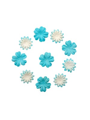  Набор цветков из шелковичной бумаги,бело-голубой, 2 вида,упак./20 шт. 
