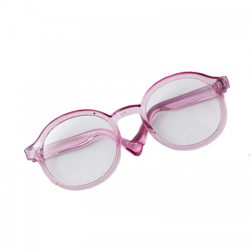 Очки со стеклом(пластик прозрачный) 9см, розовые