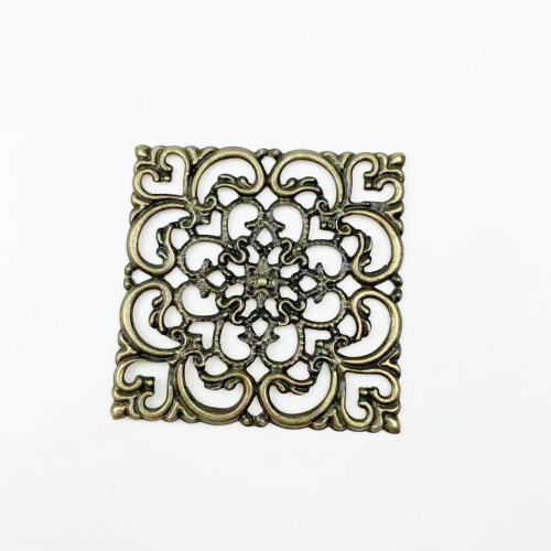 Декоративный элемент,филигрань,квадрат,цв-бронза. 40 мм,цена за 2 шт