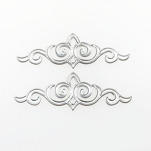 Декоративный элемент,филигрань,цв-серебро. 22*66 мм,цена за 2 шт