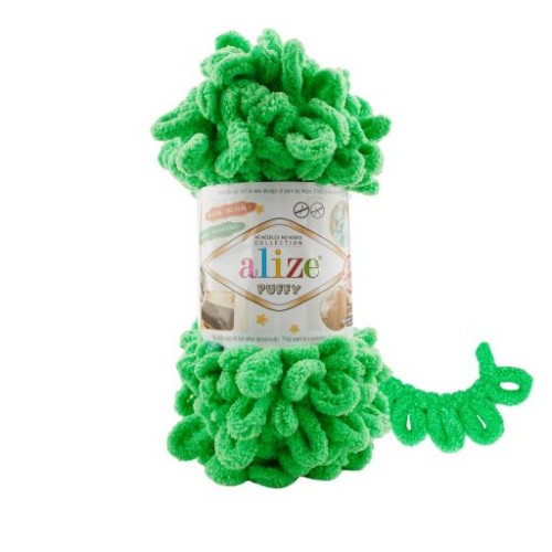 Пряжа Alize Puffy ,цв-зеленый  ,100 гр-9 м