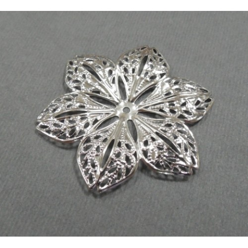 Декоративный элемент,цветок-филигрань цв-серебро.4,2см,цена за 2 шт