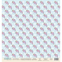  Бумага "Розовый Единорог-Единороги на бирюзовом",односторонняя,цена за 1 лист
