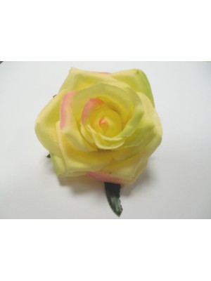 Головка розы из ткани, 9см,жёлтая