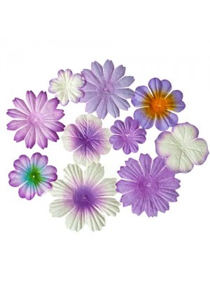Набор цветочков из шелковичной бумаги 10 шт, цв-сиреневый