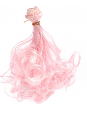 Трессы-кудри (волосы для кукол) -розовые,15 см