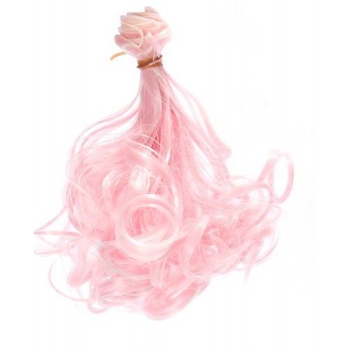 Трессы-кудри (волосы для кукол) -розовые,15 см
