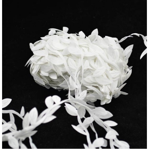 Тесьма декоративная( с листиками)-белая,цена за 1 метр