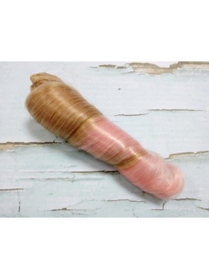 Трессы-локон (волосы для кукол)-цв-коричневый-розовый,15см