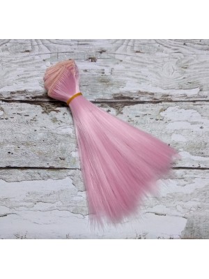 Трессы-прямые (волосы для кукол),15 см- розовые