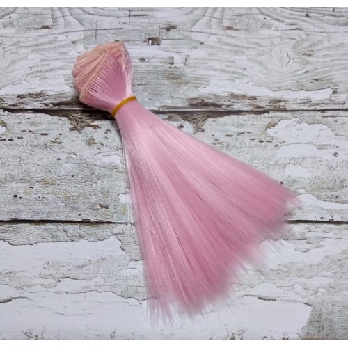 Трессы-прямые (волосы для кукол),15 см- розовые