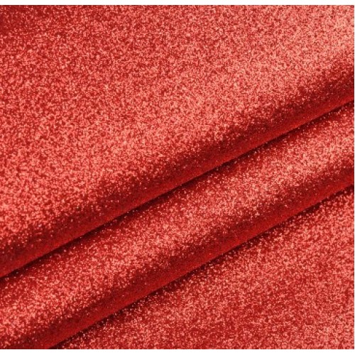 Искусственная кожа с глиттером (глиттерный кожзам),цв-красный,22*35см