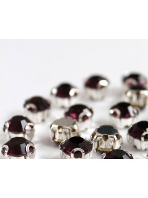 Пришивные стразы в цапах,стекло,круглые-7мм.бургунди,цена за 4 шт