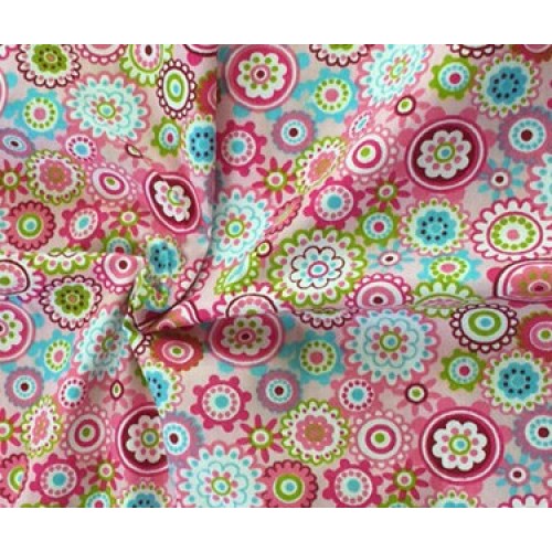 Отрез (сатин),-цветочная мозаика на розовом,50*50см.цена за отрез