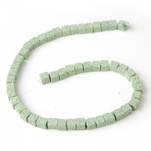 Бусины из лавы.цв-св-зелёный,квадрат 10 мм, цена за 4 шт