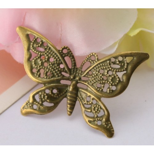 Декоративный элемент,бабочка филигрань,цв-бронза.40*26мм,цена за 2 шт