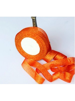 Металлизированная тесьма,цв-оранжевый,2см,цена за 1 метр