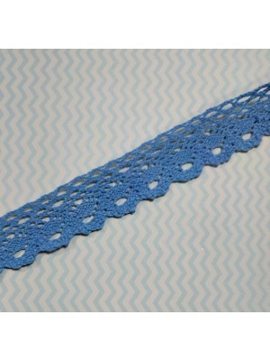 Кружево вязанное ажурное,цв-голубой,25мм,цена за 1 метр