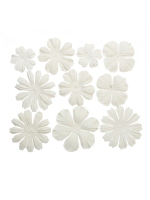 Набор цветочков из шелковичной бумаги 10 шт, белые