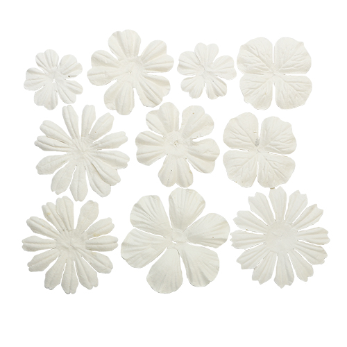 Набор цветочков из шелковичной бумаги 10 шт, белые