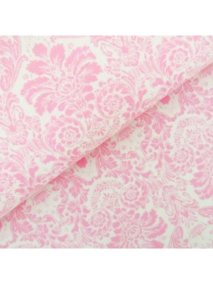 Мерный лоскут(хлопок)-Дамаск розовый на белом,37*50 см.цена за отрез