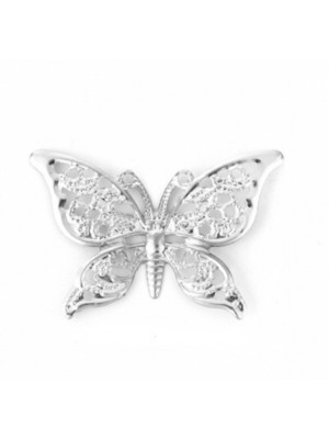 Декоративный элемент,бабочка филигрань,цв-серебро.40*26мм,цена за 2шт