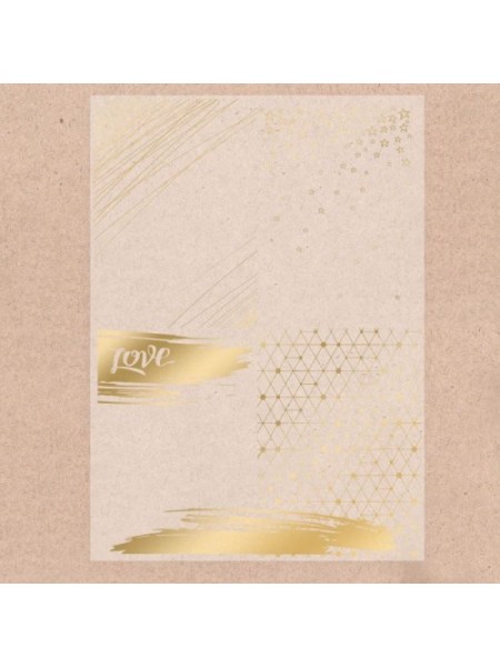 Калька декоративная с тиснением золотом"Love", 29,7х21 см,цена за 1 лист