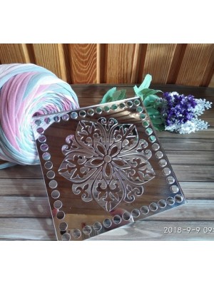 Зеркальное донышко(боковушка для сумки),Цветок,цв-серебро,квадрат,15 см