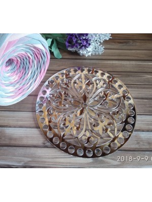 Зеркальное донышко(боковушка для сумки),Цветок,цв-серебро,круг,15 см