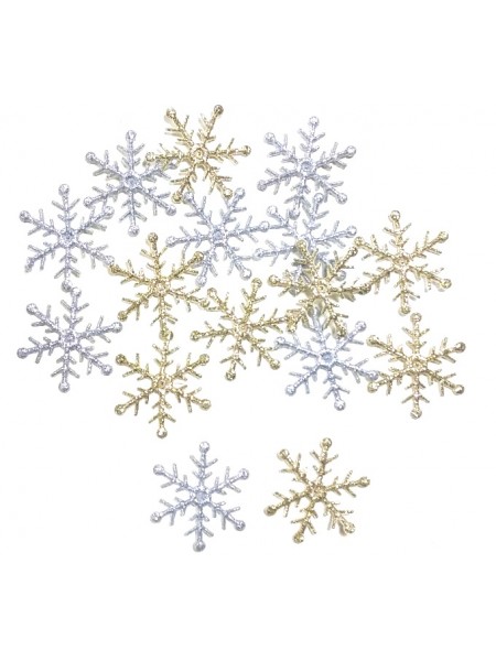 Снежинки глиттерные,цв-серебро,18мм-цена за 10 шт