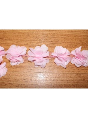 Шифоновые цветы на ленте св-розовые,цена за 1 м