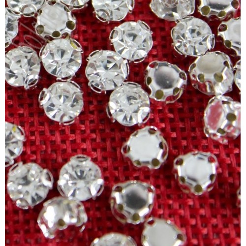 Пришивные стразы в цапах,стекло,круглые-5мм-белые.цена за 6 шт