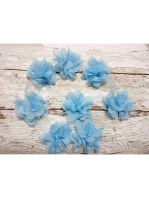 Шифоновые цветы на ленте голубые,цена за 1 м